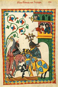 Codex Manesse Friedrich von Leiningen. Free illustration for personal and commercial use.