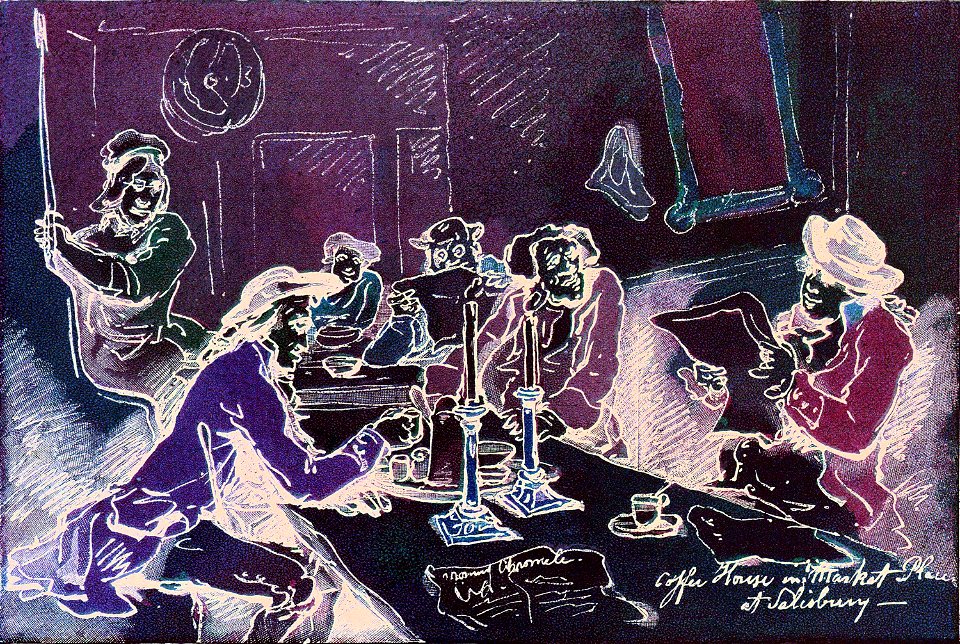 Coffee House in Salisbury Market Place (caricature) RMG PW4936