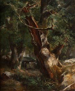 Jules Coignet - Le Chêne au dolmen dans la forêt de Brocéliande (1836)