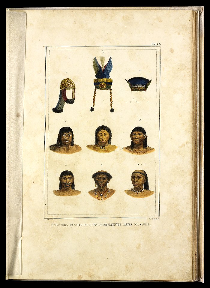 Coiffures, et suite de Têtes de différentes castes sauvages (2), da Coleção Brasiliana Iconográfica
