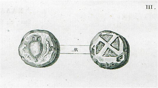 Coin of Carthaea, ancient city on Kea island - Peter Oluf Brøndsted - 1826