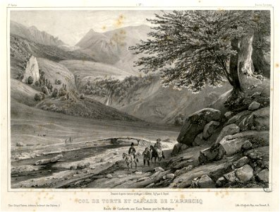 Col de Torte et cascade de l' Arreceq - Route de Cauterets aux Eaux Bonnes par les Montagnes (Basses Pyrénées) - Fonds Ancely - B315556101 A JACOTTET 2 030