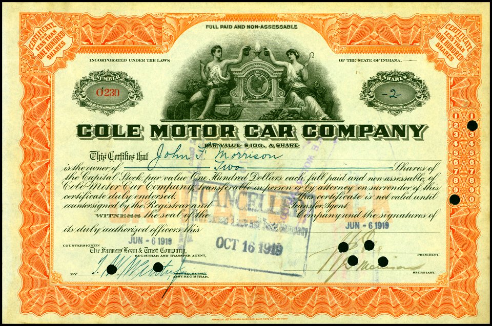 Cole Motor Car Comp. 1919