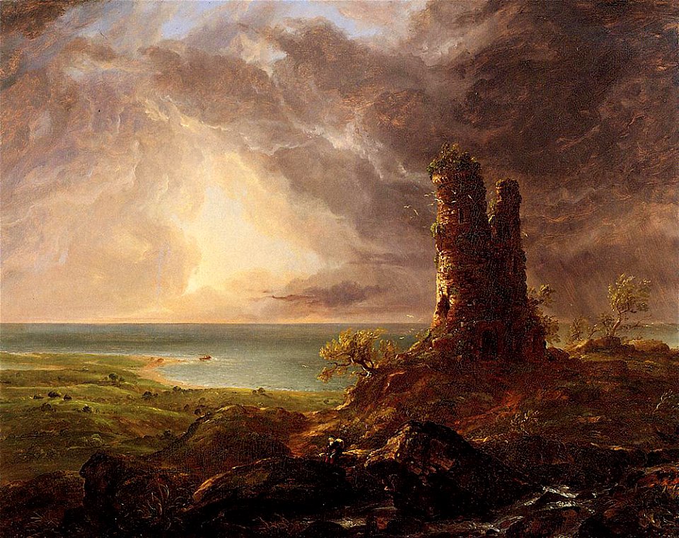 Cole Thomas Romantic Landscape with Ruined Tower 1832-36