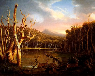 Cole Thomas Lake with Dead Trees (Catskill) 1825. Free illustration for personal and commercial use.
