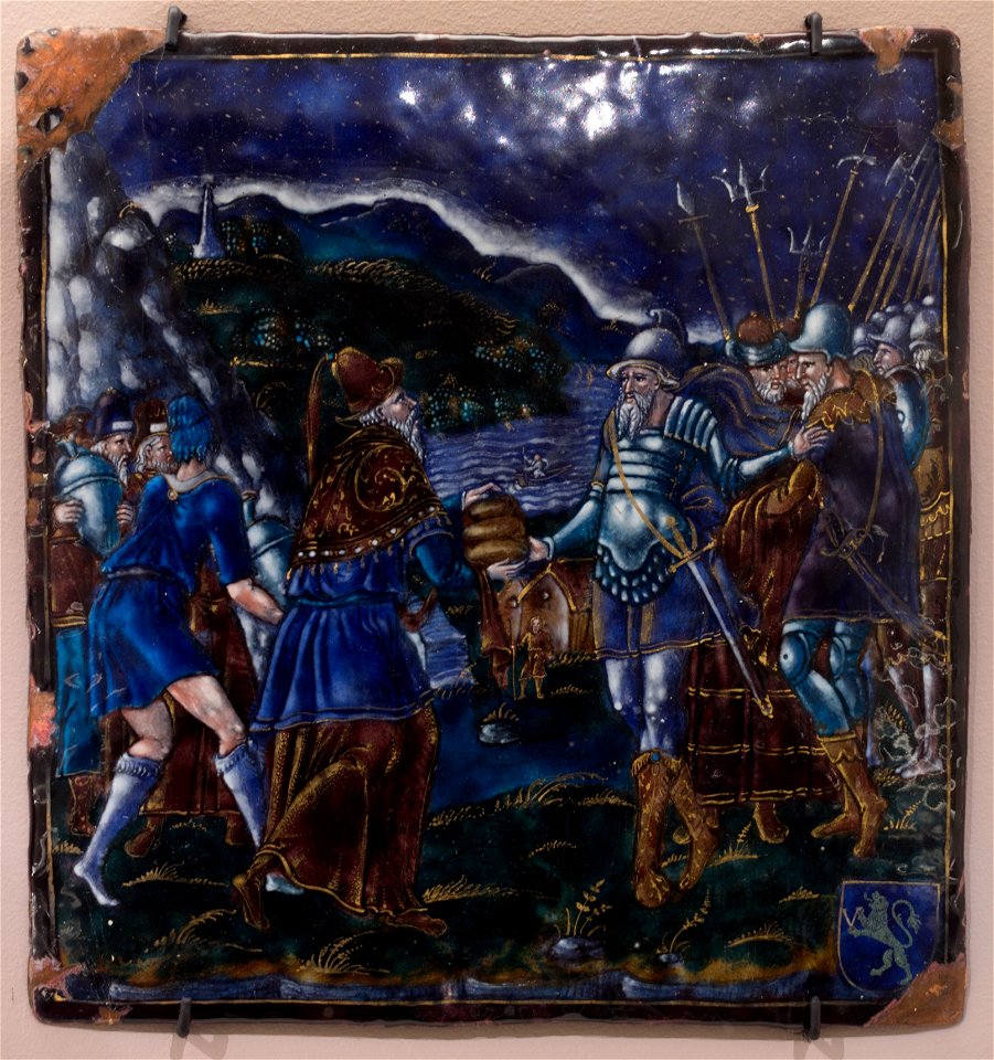 Colin Nouailher - Plaque - Abraham et Melchisédech (émail peint sur cuivre, Limoges, 1565-1570)
