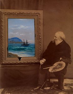 Collage Self-Portrait with Seascape by I.Aivazovsky. Free illustration for personal and commercial use.