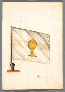 Blad uit een vlaggenboek met vlaggen uit Europa, Noord-Afrika, Nabije en Verre Oosten, voorstellende de vlag van, NG-2018-301-72