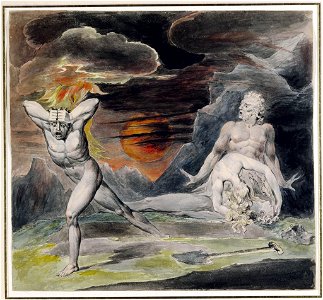 Blake Cain Fleeing from the Wrath of God (The Body of Abel Found by Adam and Eve) c1805-1809. Free illustration for personal and commercial use.