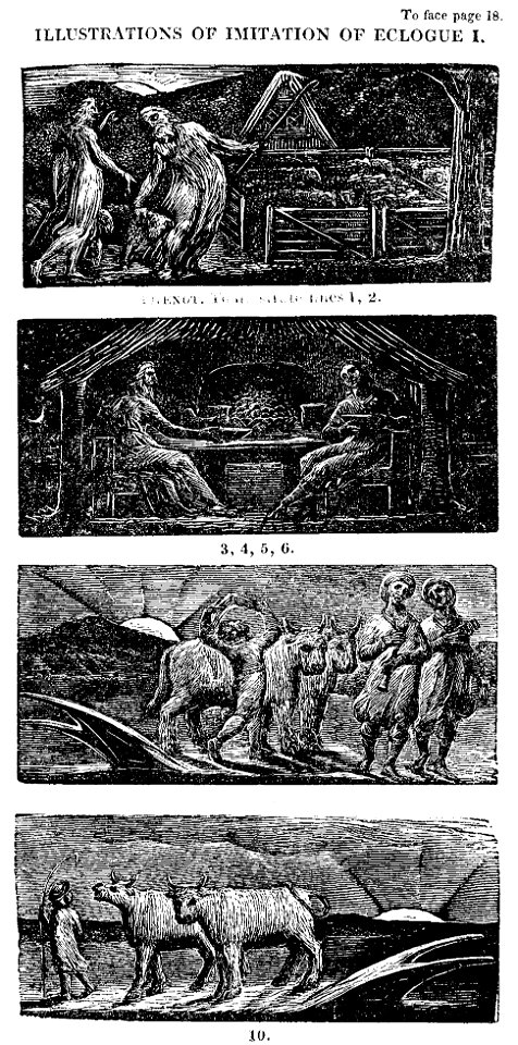 Blake woodcut The Pastorals of Virgil, copy 1, object 10 Illustrations of Imitation of Eclogue Ibw