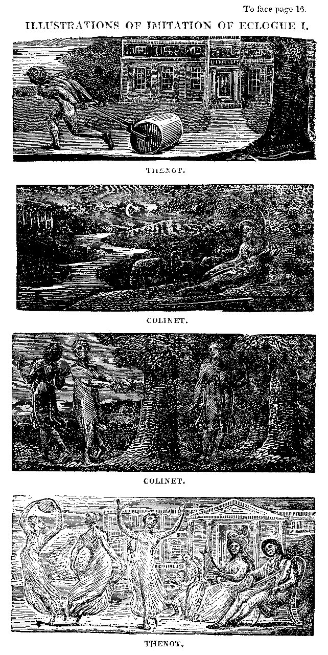 Blake woodcut The Pastorals of Virgil, copy 1, object 8 Illustrations of Imitation of Eclogue I bb504 2 14-17 com 300bw