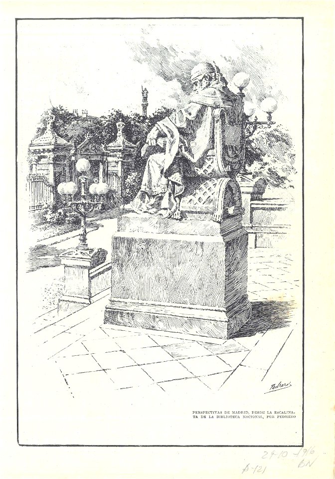 Blanco y Negro, desde la escalinata de la BNE, Oct 29th 1916, by Mariano Pedrero