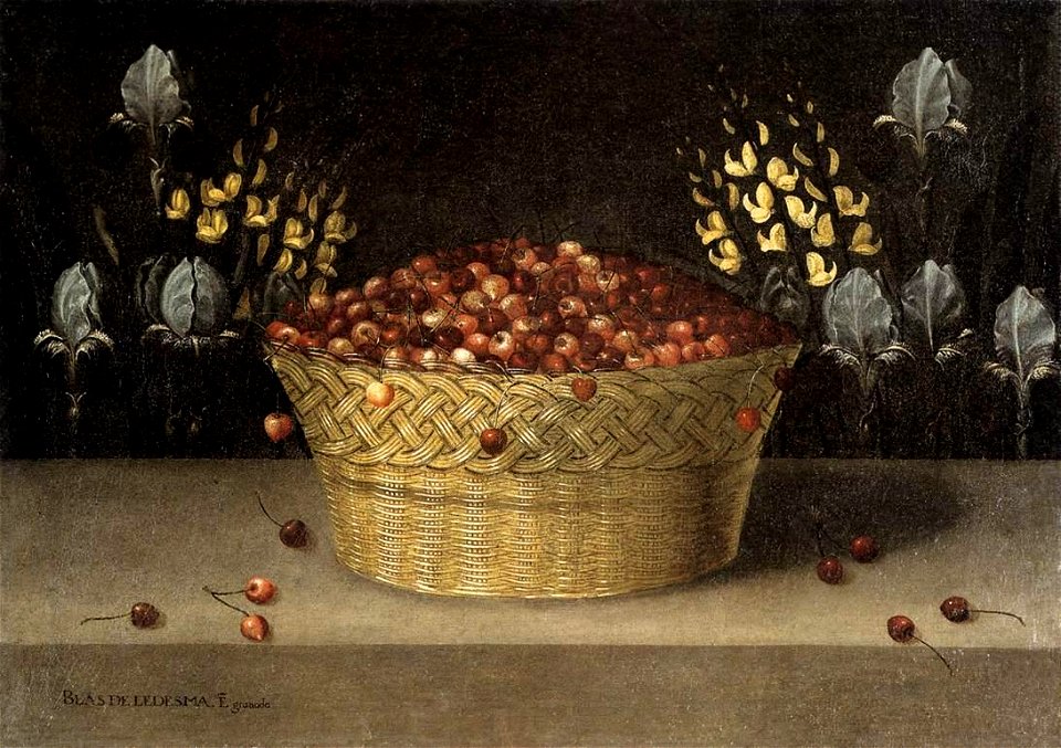 Blas de Ledesma - Basket of Cherries and Flowers - WGA12626