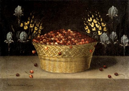 Blas de Ledesma - Basket of Cherries and Flowers - WGA12626