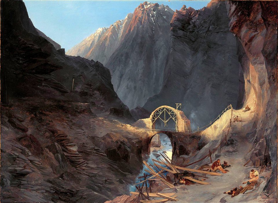 Carl Blechen - Bau der Teufelsbrücke (1833)