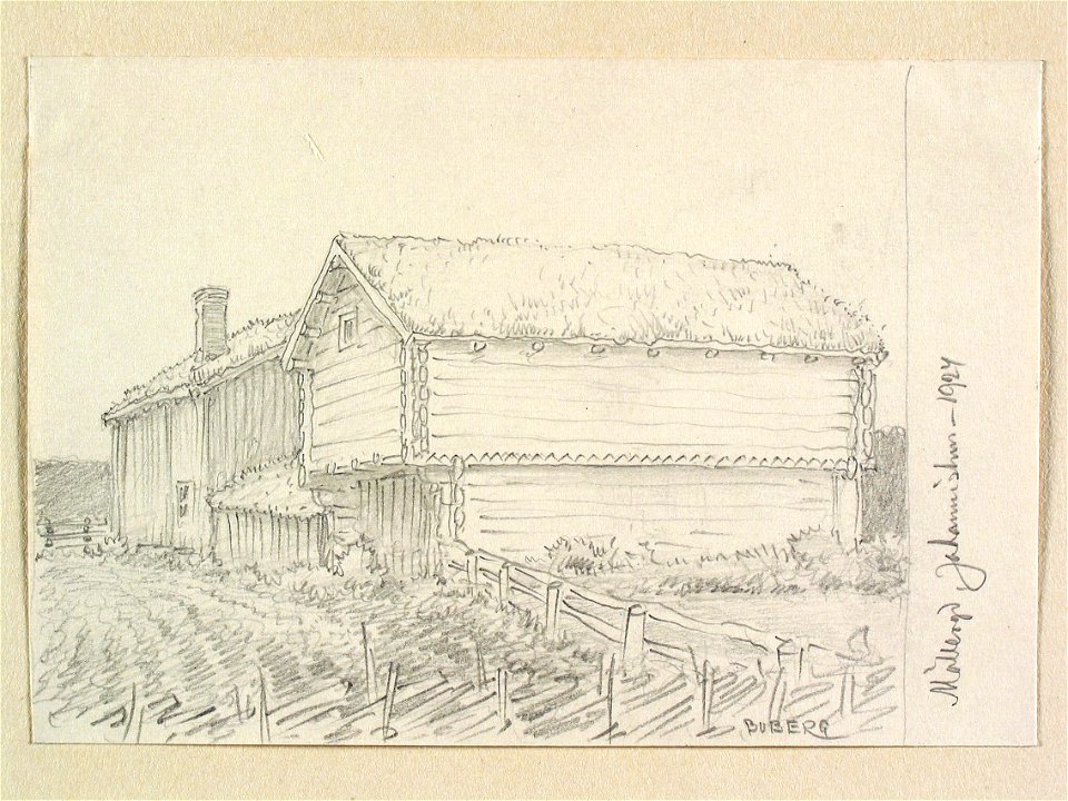 Blekinge, Johannishus. Parstuga. Teckning av Ferdinand Boberg - Nordiska museet - NMA.0087960