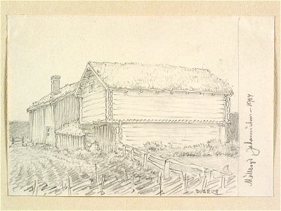 Blekinge, Johannishus. Parstuga. Teckning av Ferdinand Boberg - Nordiska museet - NMA.0087960