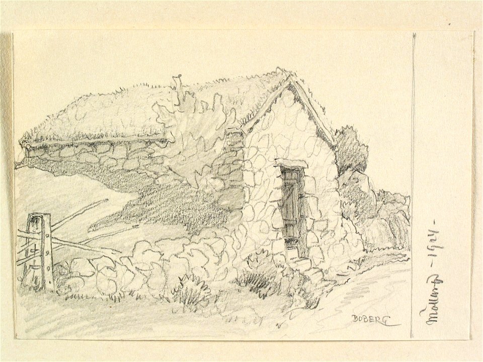 Blekinge, Medelstads hd., Hjortsberga sn., Mölleryd. Teckning av Ferdinand Boberg - Nordiska museet - NMA.0087958