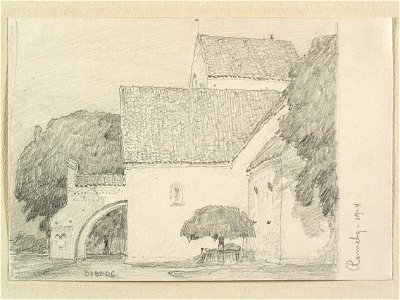 Blekinge, Ronneby. Heliga Kors kyrka. Teckning av Ferdinand Boberg - Nordiska museet - NMA.0089520