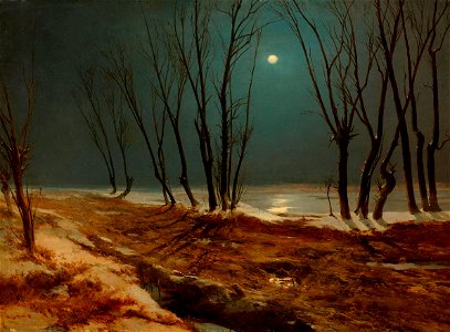 Carl Blechen - Landschaft im Winter bei Mondschein (1836)