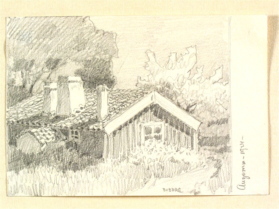 Blekinge, Augerum. Stuga. Teckning av Ferdinand Boberg - Nordiska museet - NMA.0087952