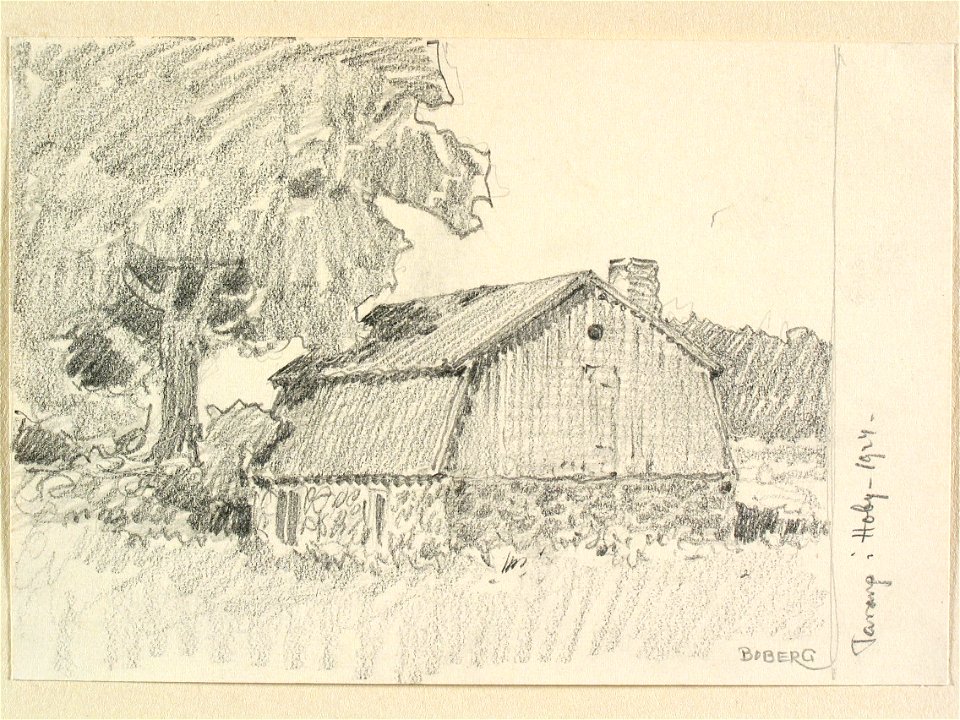 Blekinge, Hoby sn., Tararp. Teckning av Ferdinand Boberg - Nordiska museet - NMA.0087964