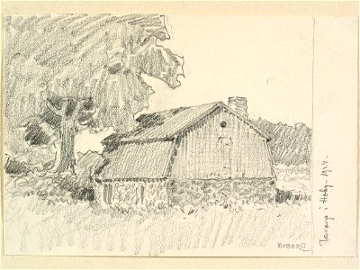 Blekinge, Hoby sn., Tararp. Teckning av Ferdinand Boberg - Nordiska museet - NMA.0087964