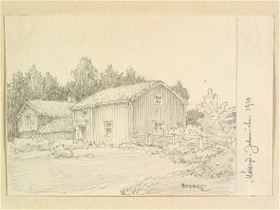 Blekinge, Medelstads hd., Hjortsberga sn., Mölleryd, Johannishus, Teckning av Ferdinand Boberg - Nordiska museet - NMA.0087959