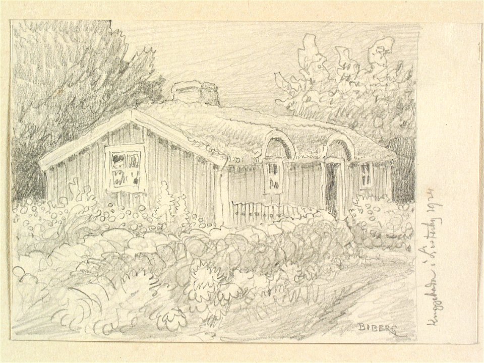 Blekinge, Listerby sn., Kuggeboda. Teckning av Ferdinand Boberg - Nordiska museet - NMA.0087967