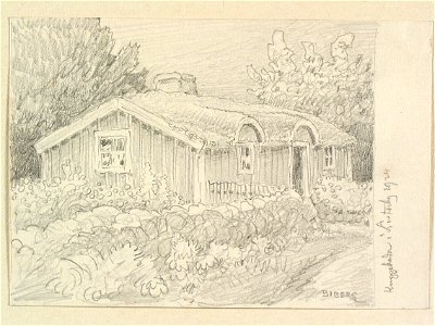 Blekinge, Listerby sn., Kuggeboda. Teckning av Ferdinand Boberg - Nordiska museet - NMA.0087967