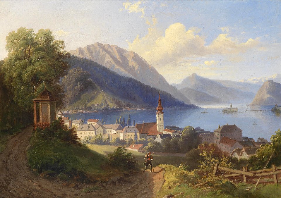 Blick auf Gmunden c1870