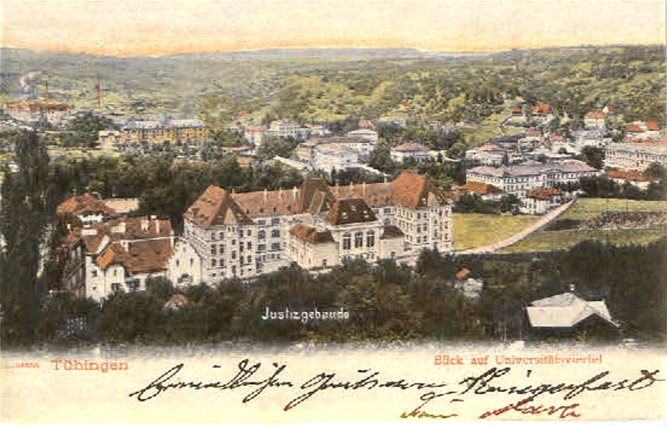 Blick aufs Universitätsviertel mit Justizgebäude (AK 12655 Gebr. Metz)