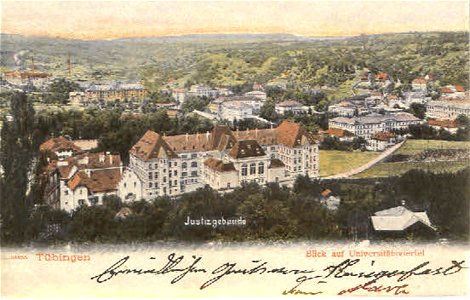 Blick aufs Universitätsviertel mit Justizgebäude (AK 12655 Gebr. Metz)