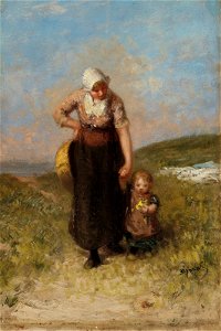 Bernardus johannes blommers mother and child strolling in the dunes105201)
