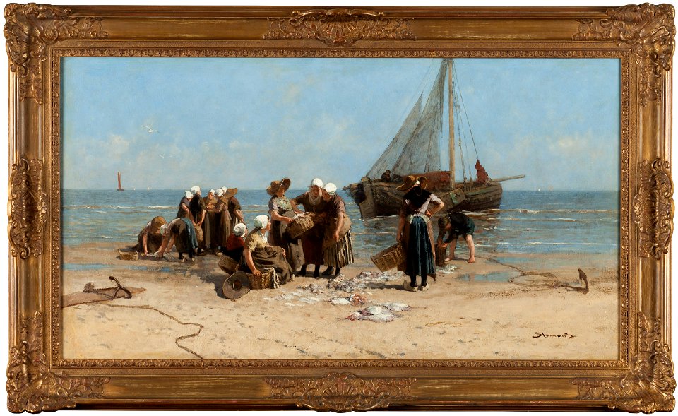 B.J. Blommers - Vissersvrouwen op het strand - NK2111 - Cultural Heritage Agency of the Netherlands Art Collection