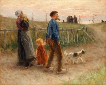 Bernardus Johannes Blommers - A family in the dunes, Katwijk