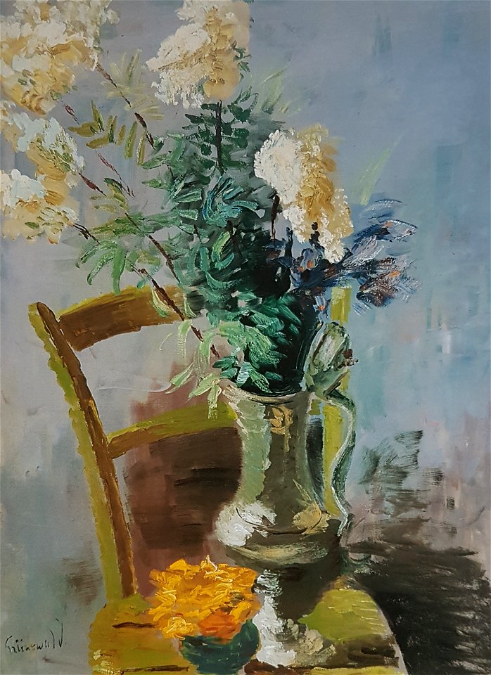 Blommor på stol x Isaac Grünewald