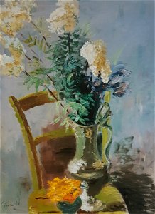 Blommor på stol x Isaac Grünewald