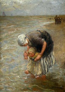 Bernardus Johannes Blommers - Mother and child at the seaside