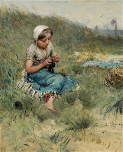 Bernardus Johannes Blommers - Knitting in the dunes