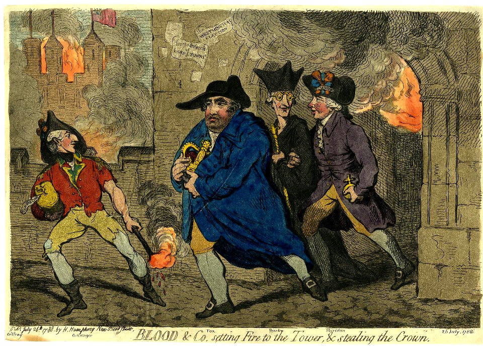 Blood & co, setting fire to the Tower, & stealing the crown. (BM 1868,0808.5763)