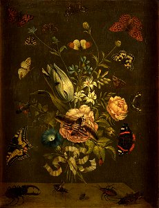 Blumenstilleben mit Faltern und Käfern