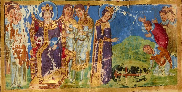BnF MS Gr510 folio 440 recto - detail - Helena and the Invention of the True Cross