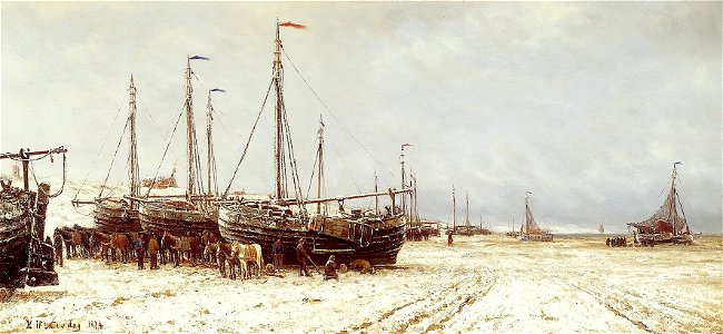 Boats on the Beach at Scheveningen by Hendrik Willem Mesdag Rijksdienst voor het Cultureel Erfgoed B363
