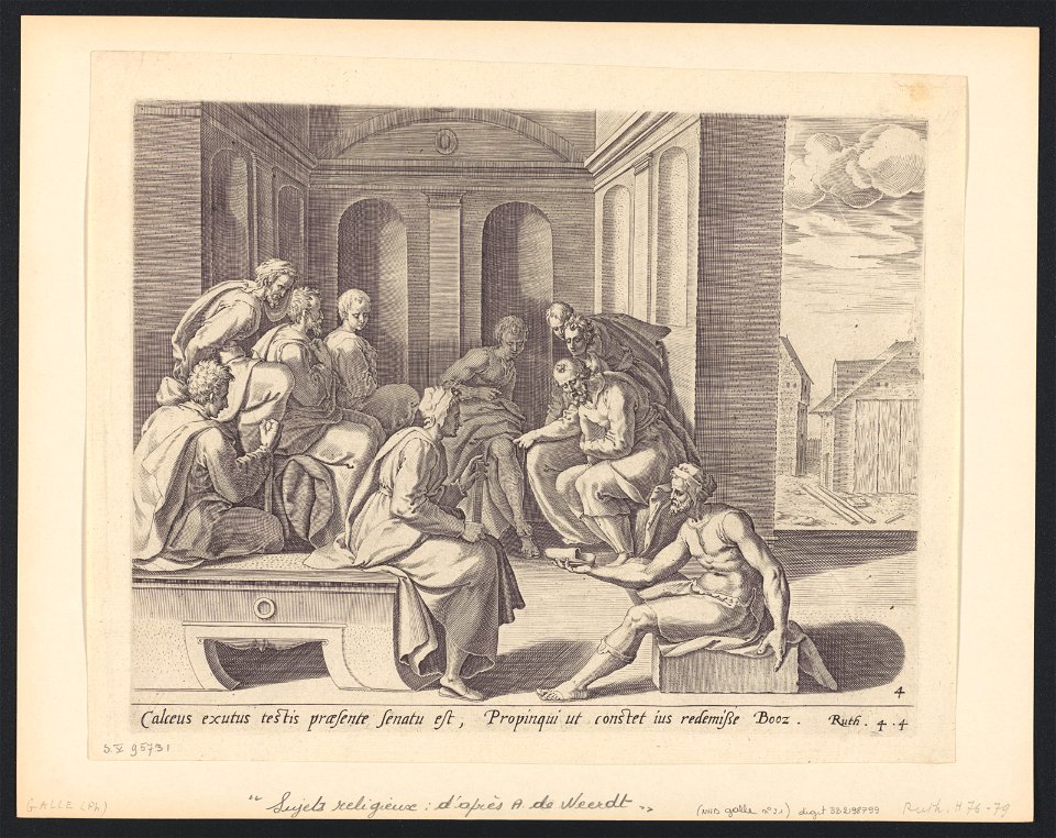 Boaz And The Elders print by Adriaen de Weerdt, S.V 95731, Prints Department, Royal Library of Belgium
