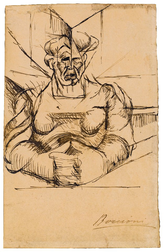 Boccioni - Studio per Testa + casa + luce (La madre), 1912