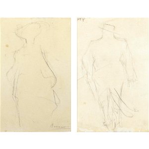 Boccioni - FIGURA FEMMINILE (RECTO) UOMO CON CAPPELLO A LARGHE TESE (VERSO)