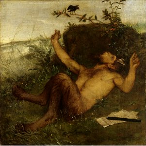 Arnold Böcklin - Faun einer Amsel zupfeifend