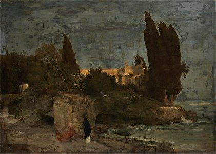 Arnold Böcklin - Villa am Meer I (1864). Free illustration for personal and commercial use.