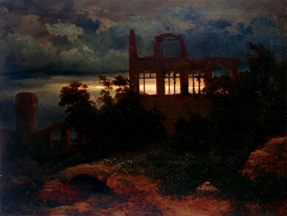 Arnold Böcklin - Landschaft mit Burgruine (1847)